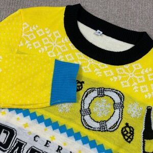 Pacifico Cerveza Yellow Ugly Christmas Sweater Adult Size Medium EUC
